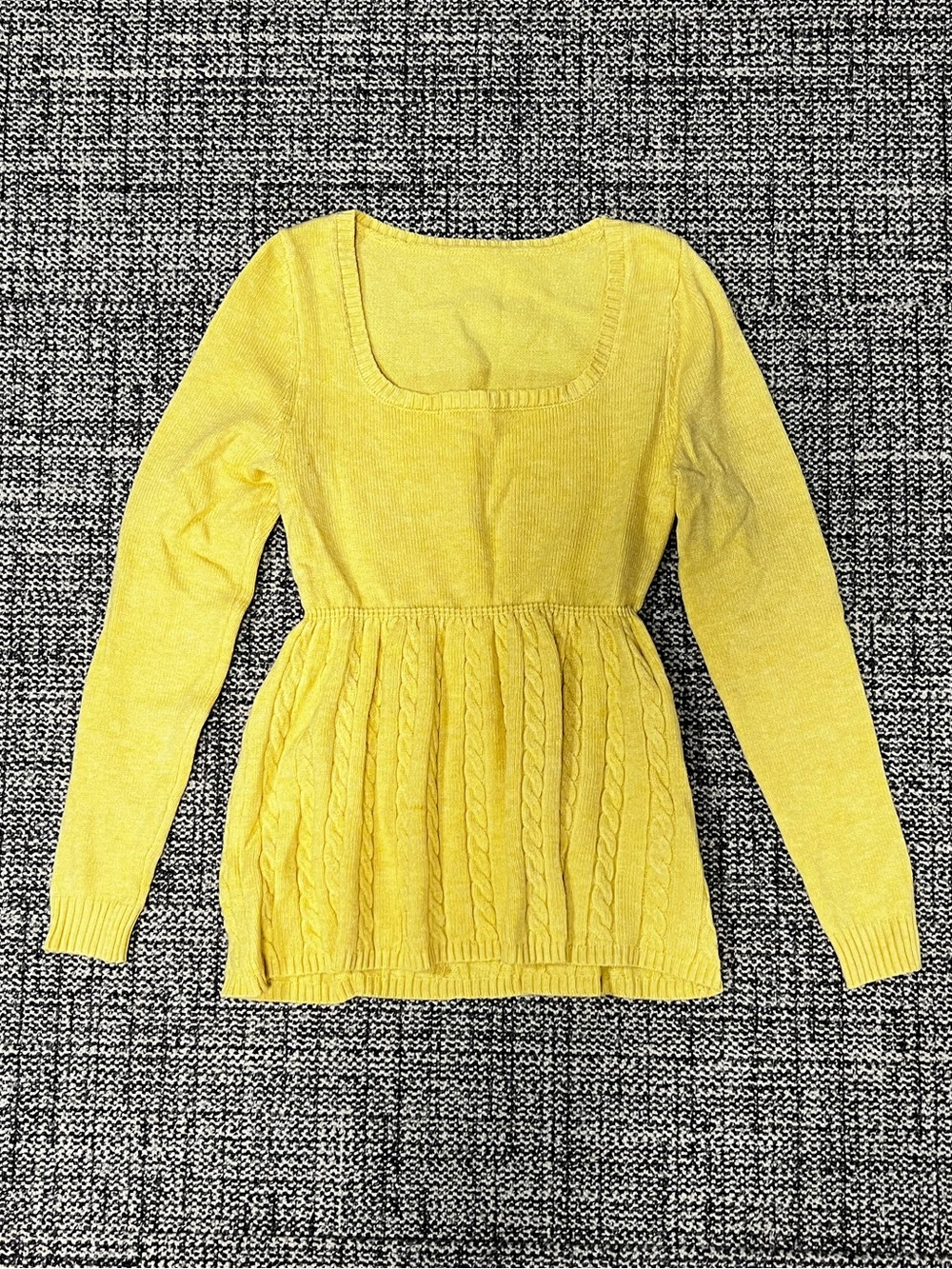 Hollister Yellow Cable-Knit Scoop-Neck Long Sleeve Top